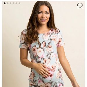 PinkBlush Light Blue Floral Maternity Dress